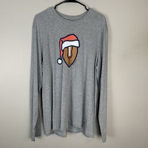 Life is Good Mens Large Long Sleeve Tee Shirt Santa Football Winter Christmas
